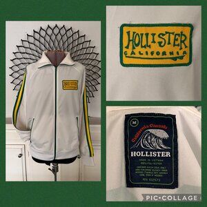 Y2K Vintage Hollister California Men's Patch Track Jacket Size Med. Retro White